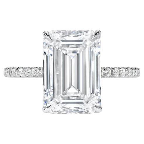 GIA zertifiziert 5,00 Karat Smaragd Form 18k Gold Ring