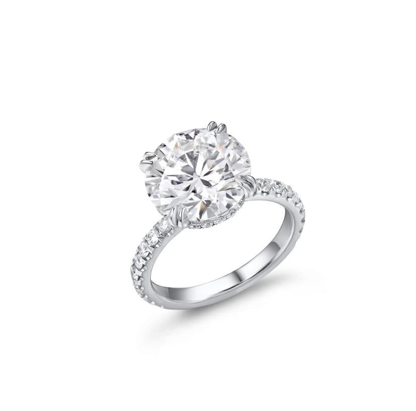 Round Cut GIA Certified 5.00 Carats Natural Diamond EX EX EX 18K Gold Solitarie Ring  For Sale