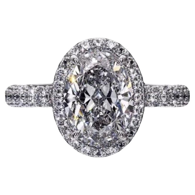 Anello solitario in oro 18K con diamante di forma ovale certificato GIA da 5,00 carati