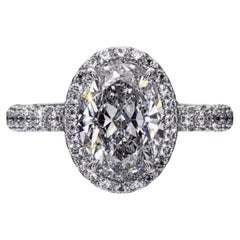 Anello solitario in oro 18K con diamante di forma ovale certificato GIA da 5,00 carati