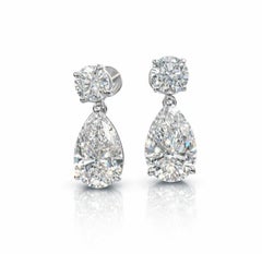 GIA zertifiziert 5,00 Karat Birne & Runde Brillanten 14K Gold Ohrringe