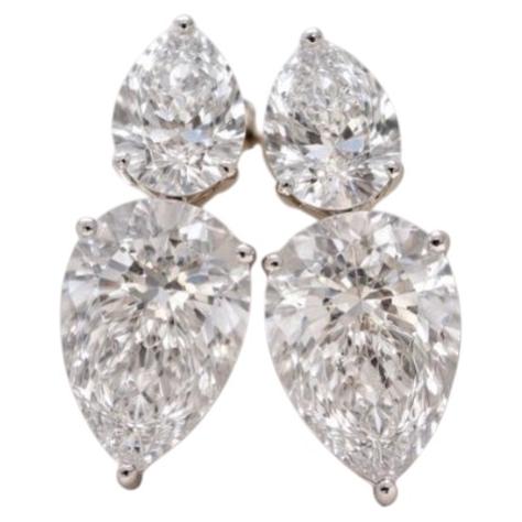GIA Certified 5.00 Carats Pear Shape Diamonds 18K Gold Earrings