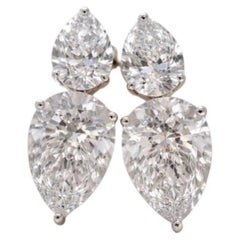 GIA Certified 5.00 Carats Pear Shape Diamonds 18K Gold Earrings
