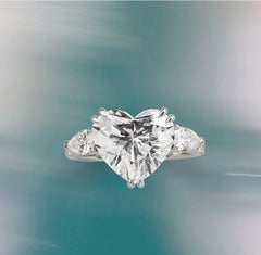 GIA Certified 5.00 Carats VS1 Heart Shape Diamond 18K Gold Three Stones Ring
