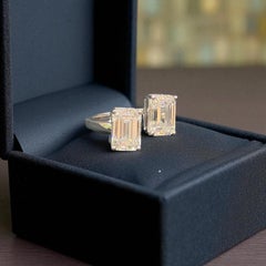 GIA Certified 5.00 Ct Twin Emerald Cut E/VVS2 Diamonds Engagement Ring 18K Gold