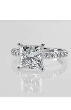 GIA Certified 5.00 Princess Cut Natural Diamond 18K Gold Solitarie Ring