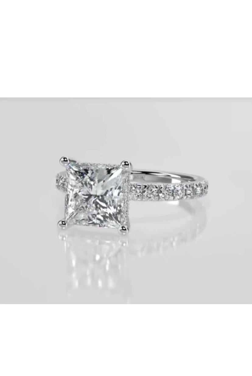 GIA Certified 5.00 Princess Cut Natural Diamond 18K Gold Solitarie Ring For Sale 2