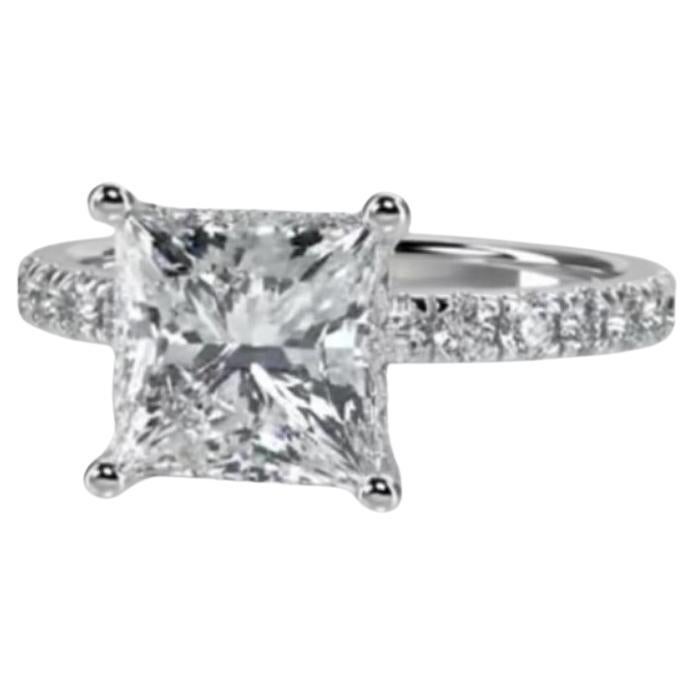 GIA Certified 5.00 Princess Cut Natural Diamond 18K Gold Solitarie Ring