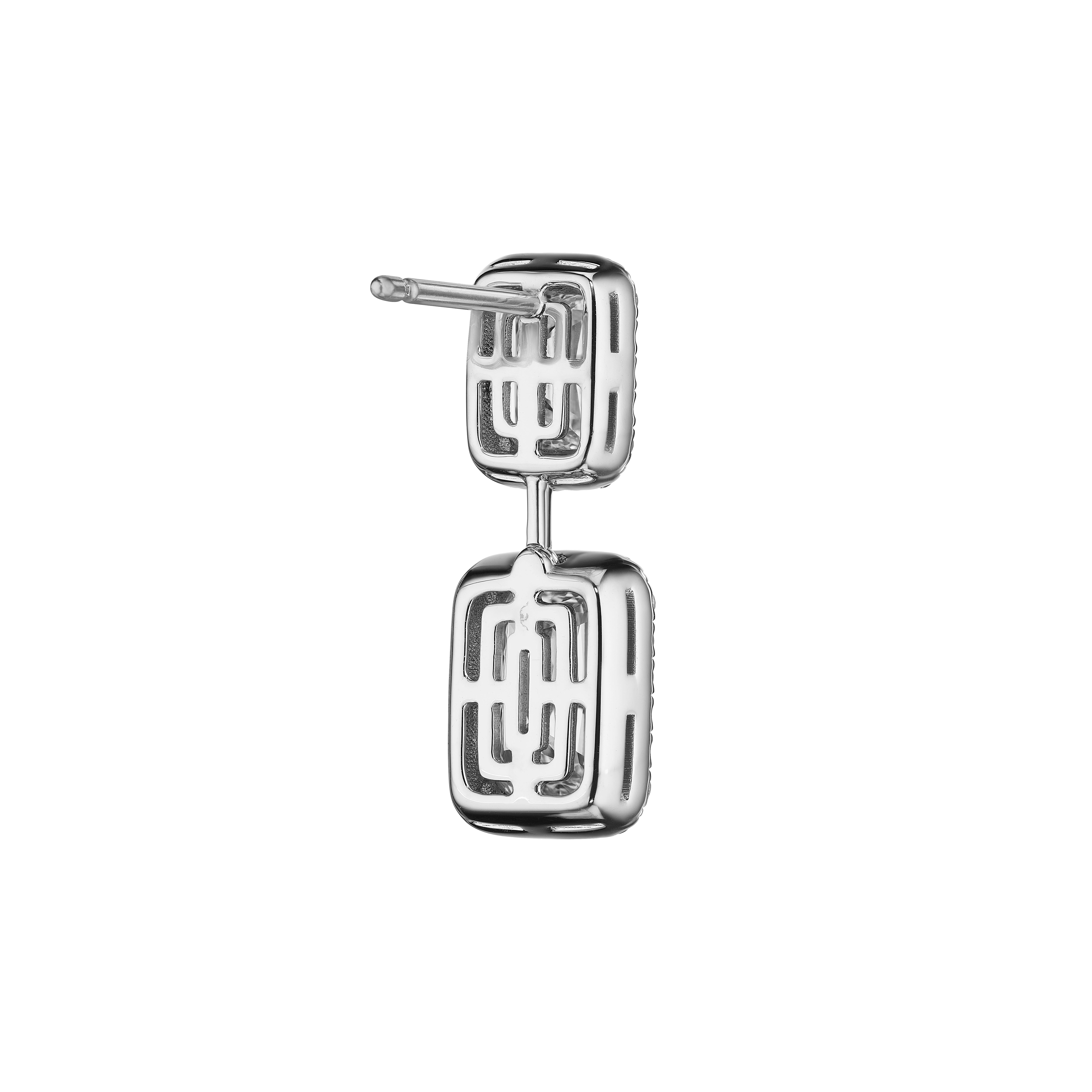 Modern GIA Certified 5.00ct Modified Emerald Cut Diamond Earrings in 18KT White Gold For Sale