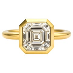 GIA Certified 5.01 Carat Asscher Cut Diamond Engagement Ring in 18K Yellow Gold