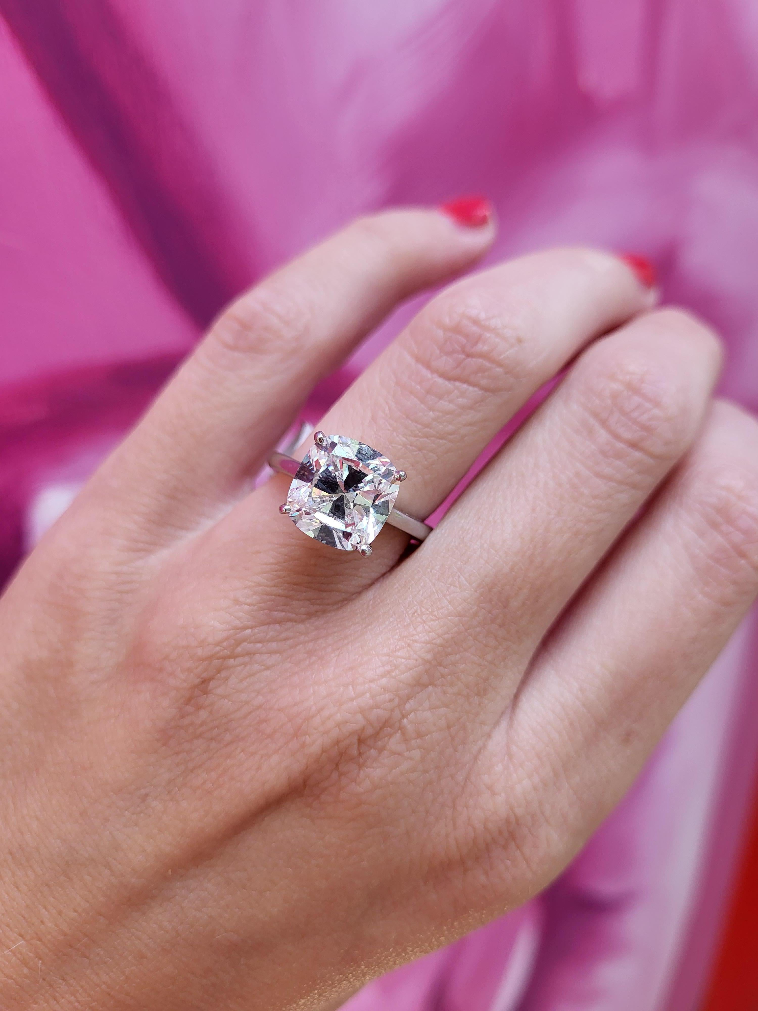 GIA Certified 5.01 Carat Cushion Cut Diamond, G SI1, Platinum Engagement Ring 7