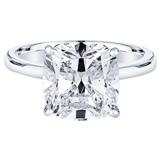 GIA Certified 5.01 Carat Cushion Cut Diamond, G SI1, Platinum Engagement Ring