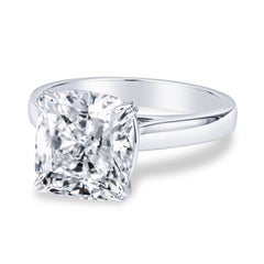 GIA Certified 5.01 Carat Cushion Cut Diamond Platinum Engagement Ring