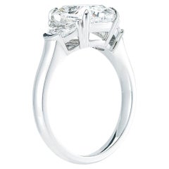 GIA Certified 5.03 Carat Cushion Cut Diamond Platinum Ring with Half Moon Diamon