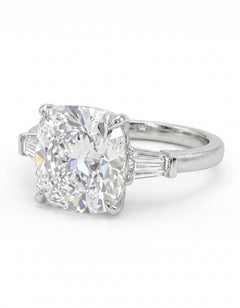 GIA Certified 5.06 Carat Cushion Cut Diamonds Ring in 18K White Gold