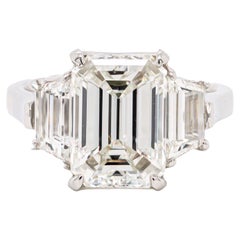 GIA Certified 5.01 Carat Emerald Cut 3-Stone Engagement Ring