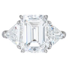 GIA Certified 5 Carat Emerald Cut Diamond Platinum Ring