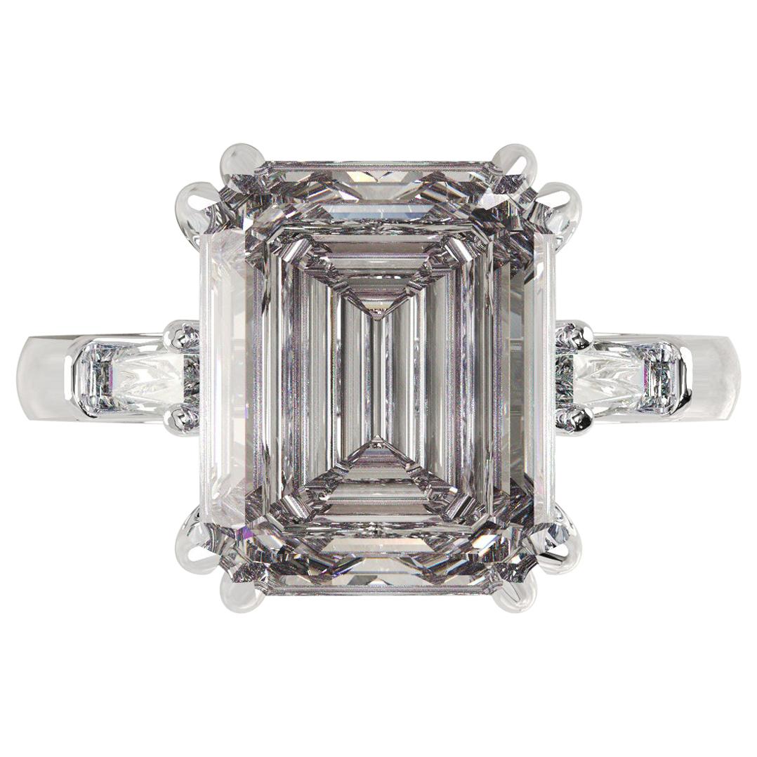 GIA Certified 3.50 Carat Emerald Cut Engagement Platinum Ring F Color VS1