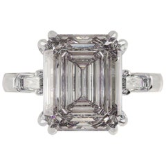 GIA Certified 2.50 Carat Emerald Cut Diamond Ring I Color VS2 Clarity