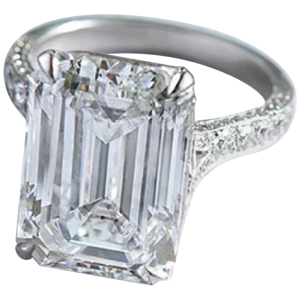 GIA Certified 3 Carat Emerald Cut Diamond Ring H Color Internally Flawless