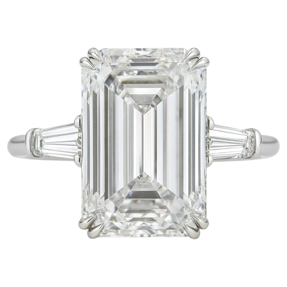 GIA Certified 5.01 Carat F VVS2 Emerald Cut Diamond Ring in Platinum