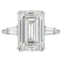 GIA Certified 5.01 Carat F VVS2 Emerald Cut Diamond Ring in Platinum