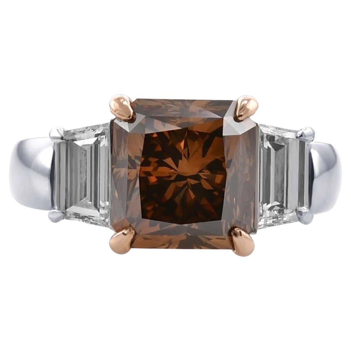 GIA Certified 5.01 Carat Fancy Dark Orange Brown Diamond Ring For Sale