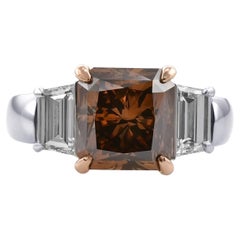 GIA Certified 5.01 Carat Fancy Dark Orange Brown Diamond Ring