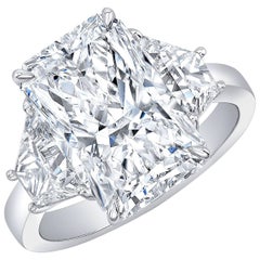 GIA Certified 5.01 Carat H VS2 Radiant 3 Stone Diamond Ring
