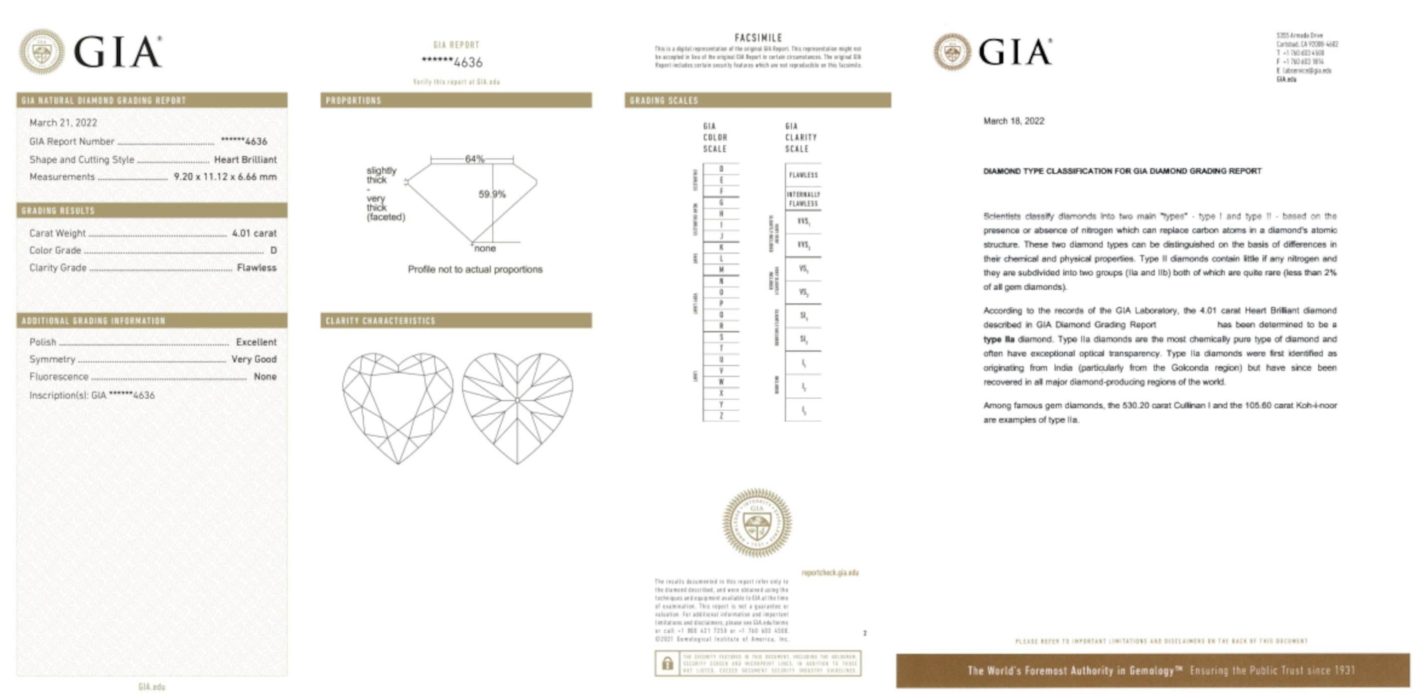 An exquisite investment grade 4 carat heart shape heart shape diamond 

