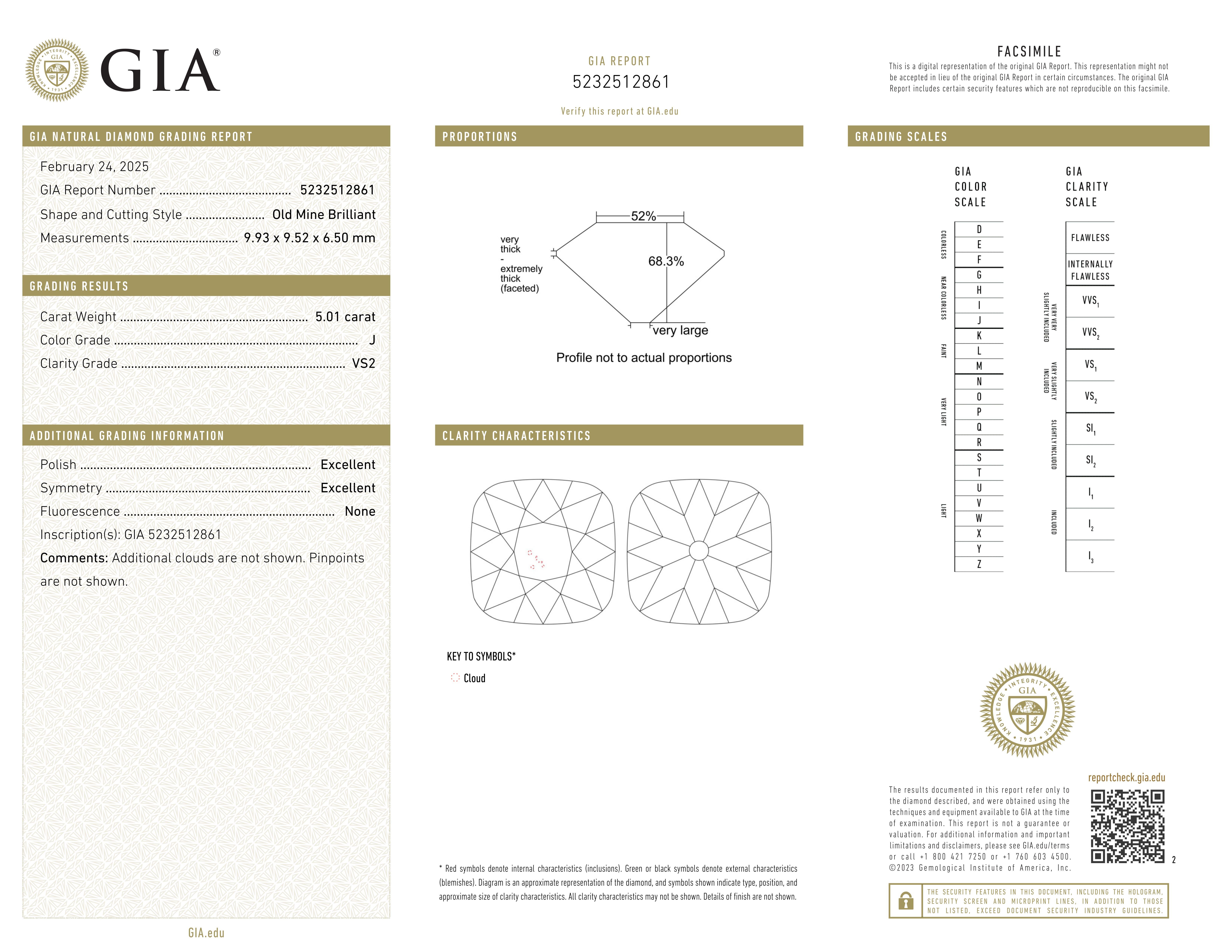 Art déco Pendentif en diamant taille brillant certifié GIA de 5,01 carats, ancienne mine en vente