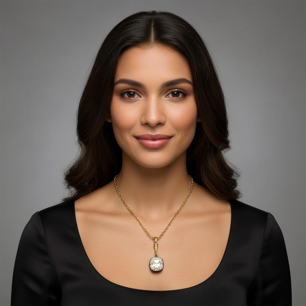 Taille vieille mine Pendentif en diamant taille brillant certifié GIA de 5,01 carats, ancienne mine en vente