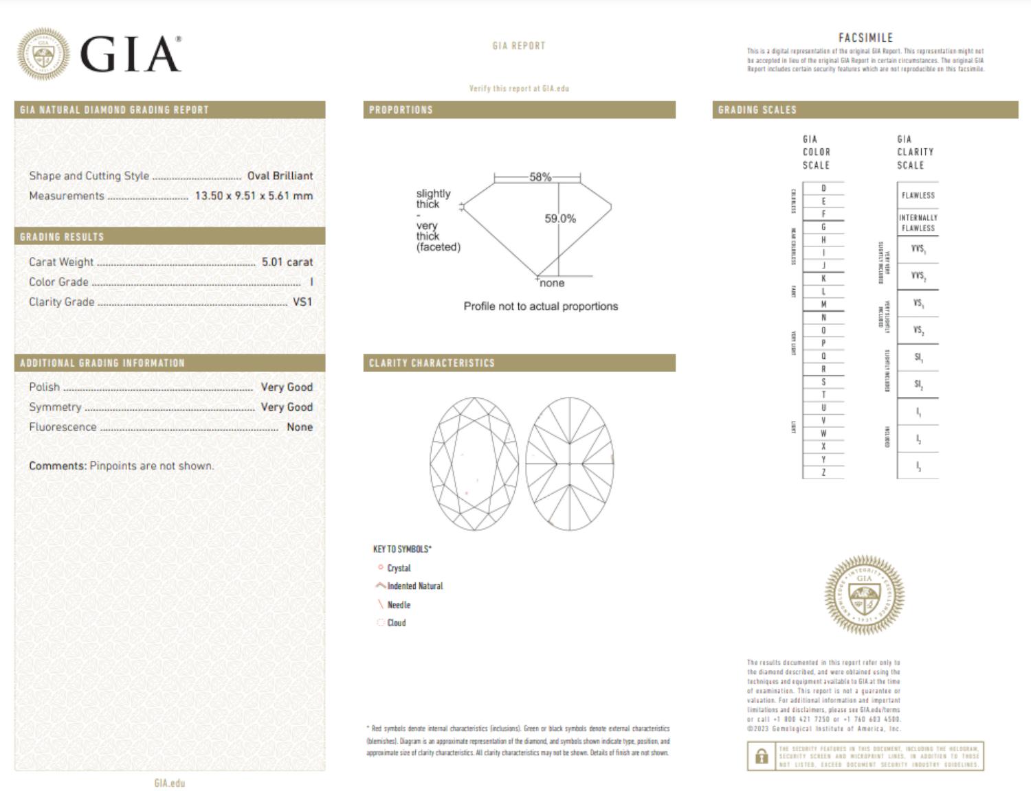 GIA Certified 5.01 Carat Oval Diamond with Tapered Baguette in 18K White Gold In New Condition For Sale In Chicago, IL