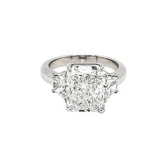 GIA Certified 5.01 Carat Radiant Cut 3-Stone Ring