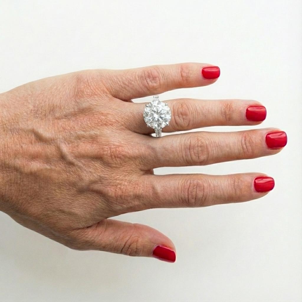 Taille ronde Bague à diamant rond brillant de 5,01 carats certifiée par la GIA en vente