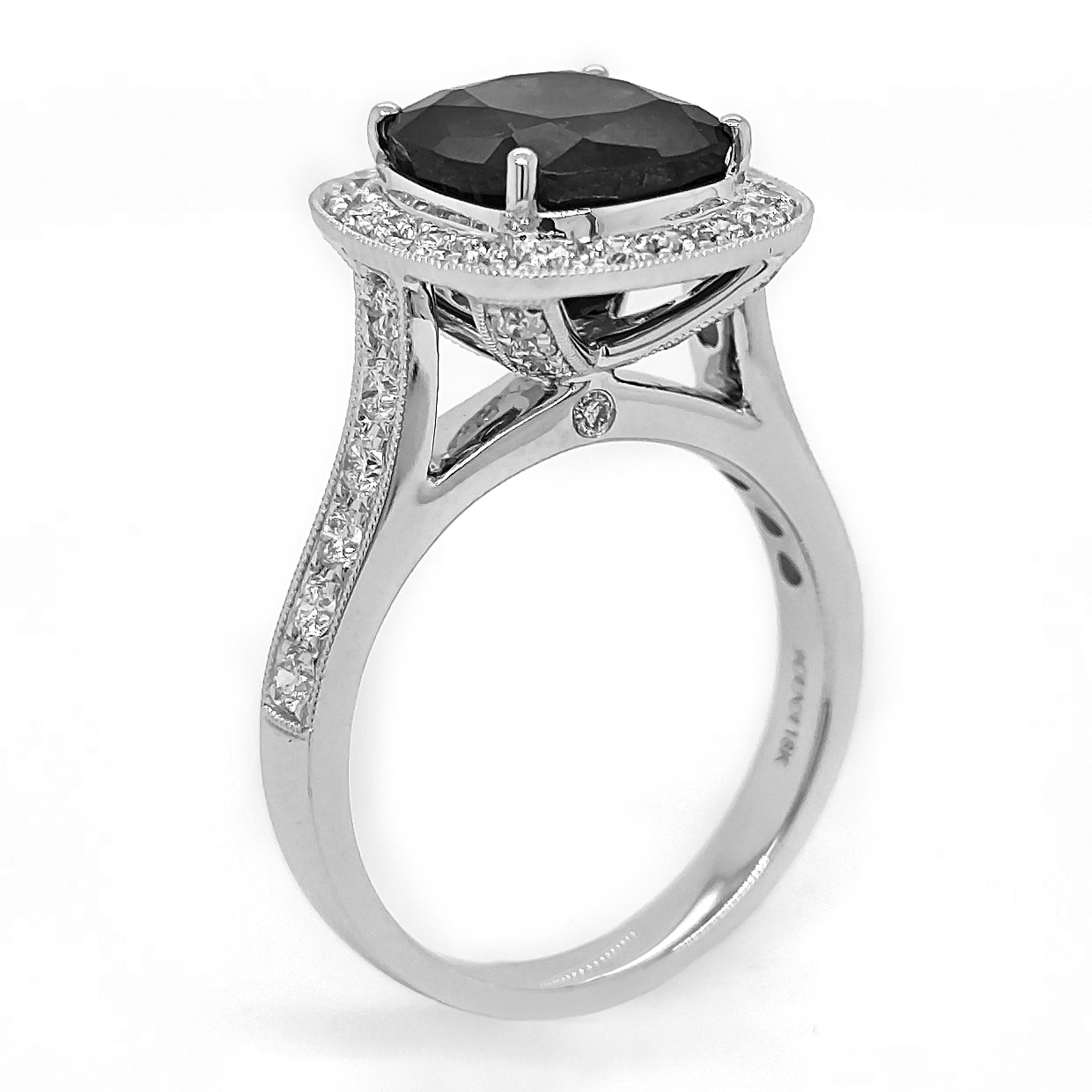 Taille mixte Bague en or blanc certifiée GIA avec tourmaline et diamant blanc de 5,01 carats en vente