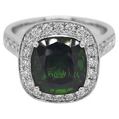 GIA-zertifiziert 5,01 Karat Turmalin und weißer Diamant Weißgold Ring