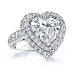 GIA Certified 5.01 Carats Heart Shape Diamond Double Halo Engagement Ring