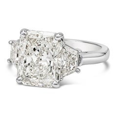 GIA Certified 5.01 Carats Radiant Cut Diamond Three-Stone Engagement Ring