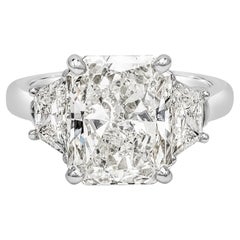 Bague de fiançailles à trois pierres en diamant taille radiant de 5,01 carats certifié GIA