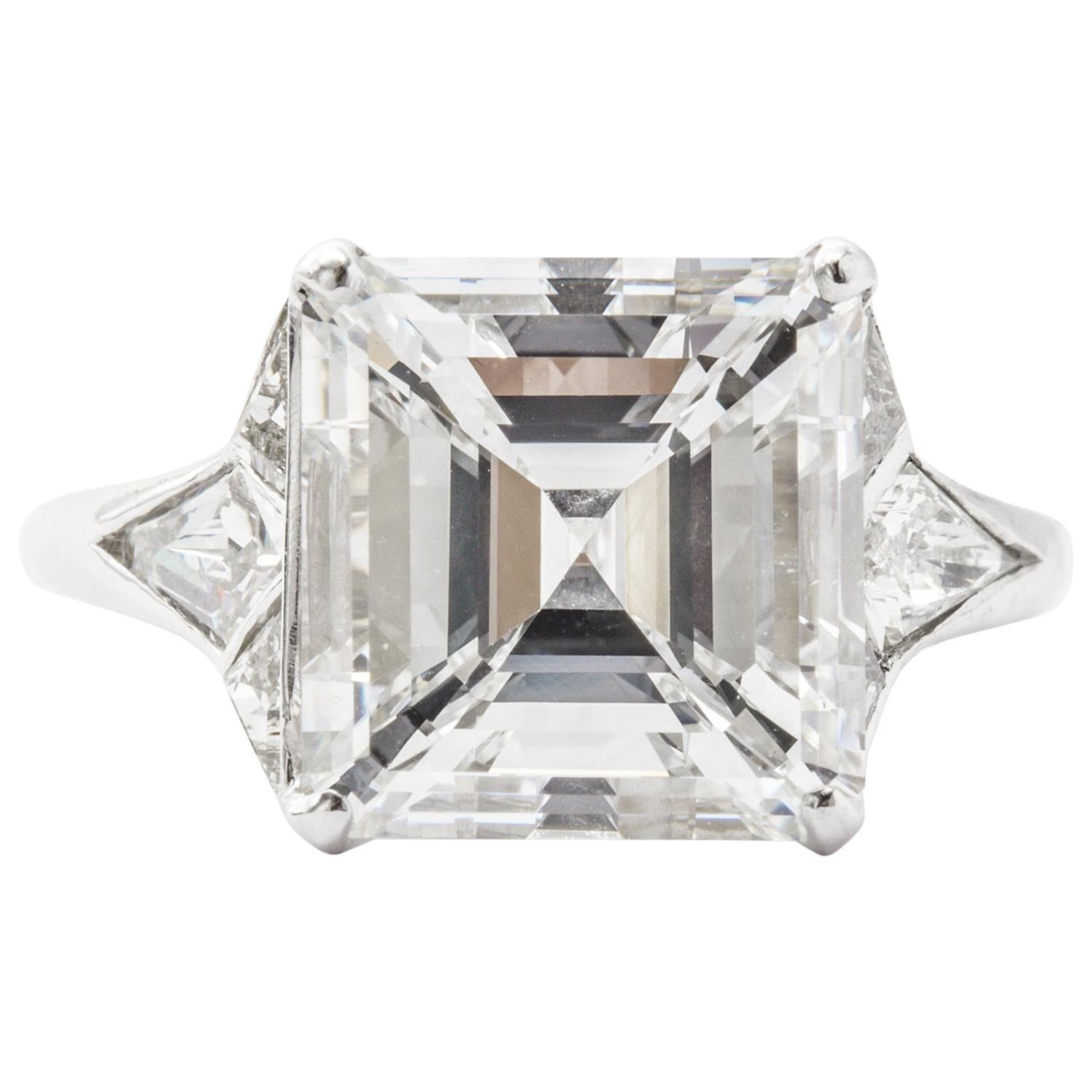 GIA Certified 5.01 E VS2 Asscher Cut Diamond Engagement Ring For Sale