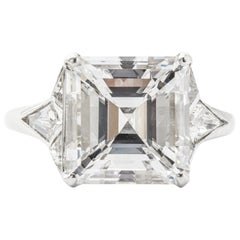 GIA Certified 5.01 E VS2 Asscher Cut Diamond Engagement Ring