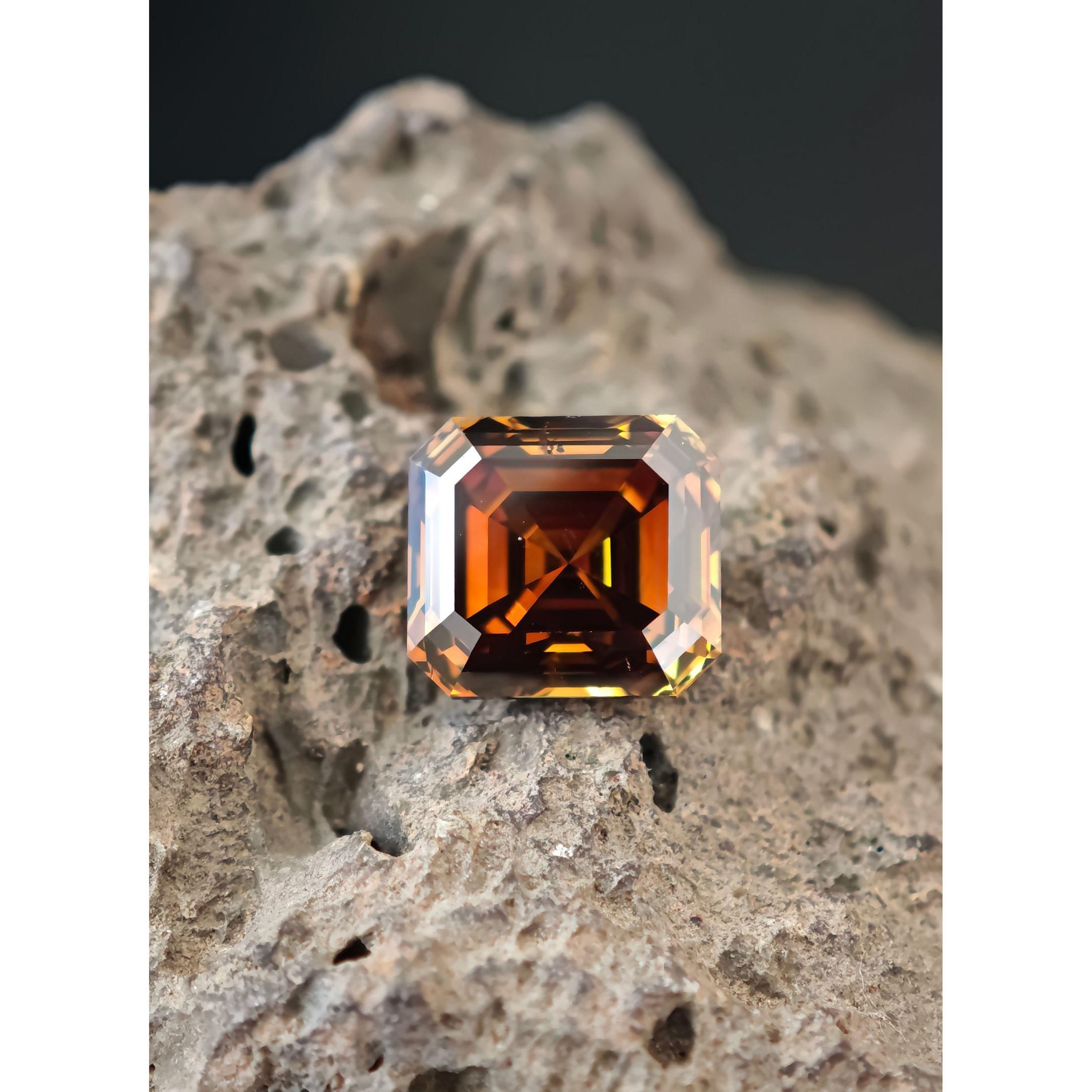 Diamant naturel certifié GIA de taille émeraude 5.01, de couleur orange brun foncé en vente 6