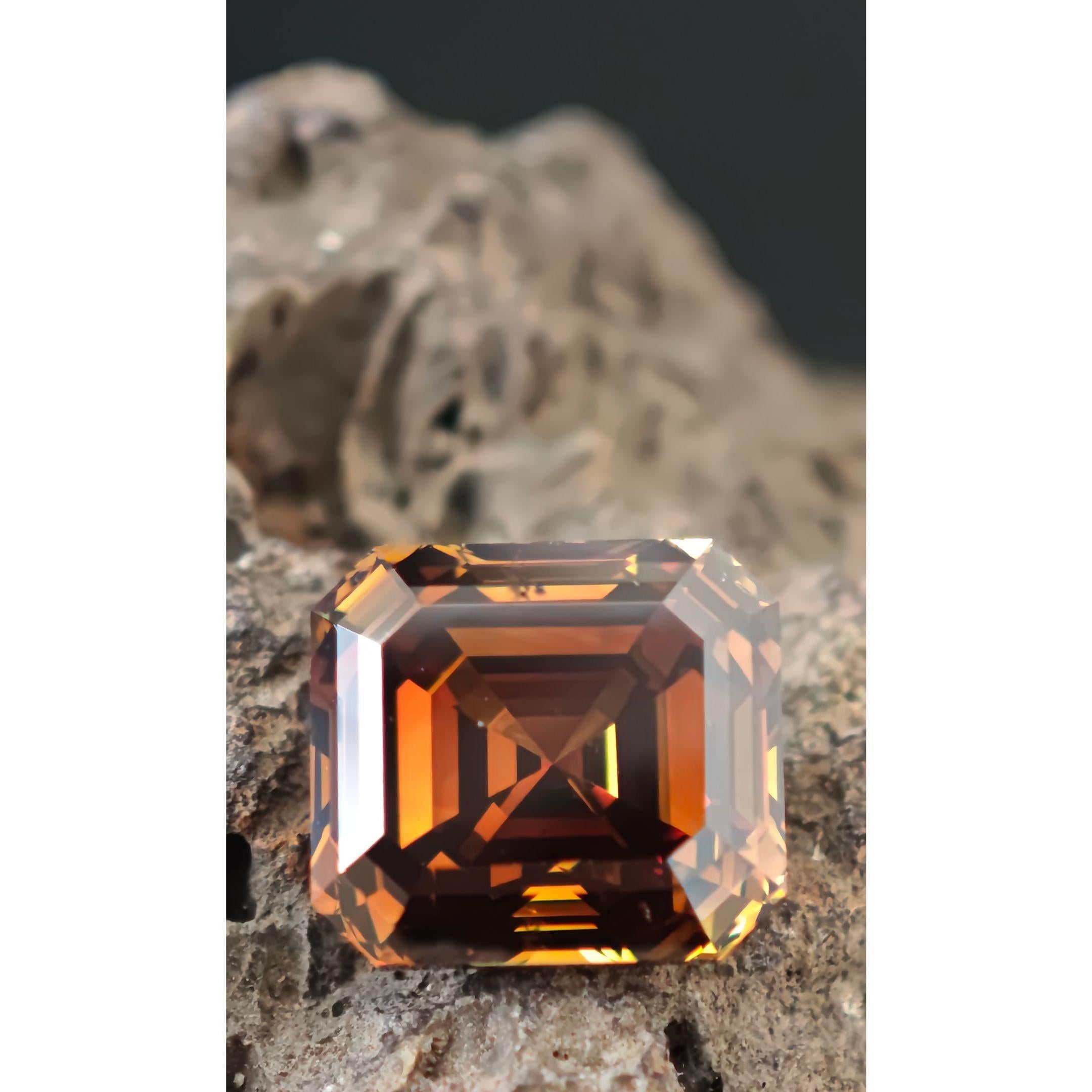 Diamant naturel certifié GIA de taille émeraude 5.01, de couleur orange brun foncé en vente 7