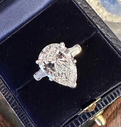 GIA Certified 5.01ct H-SI1 Pear Diamond Three-Stone Ring in Platinum