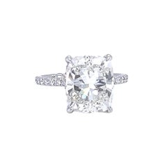 GIA Certified 5.01ct Natural Cushion Cut Diamond Engagement Ring White Gold