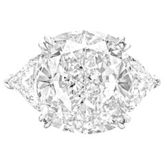 Bague de fiançailles à trois pierres certifiée GIA 5.02 carats diamant taille coussin