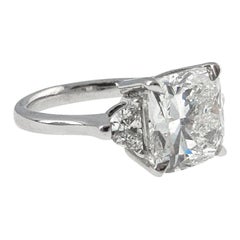 GIA Certified, 5.02 Carat Cushion Modified Brilliant Diamond Engagement Ring
