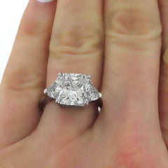 GIA Certified, 5.02 Carat Cushion Modified Brilliant Diamond Engagement Ring
