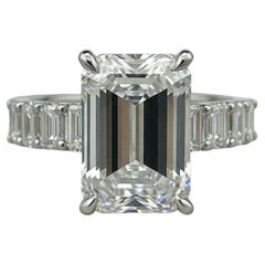 GIA Certified 5.02 Carat Emerald Cut Diamond Platinum Engagement Ring